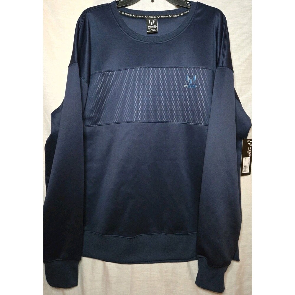 MESSI Collection MEN'S Crew Neck Long Sleeve Sweatshirt Sweater Blue Sz XL